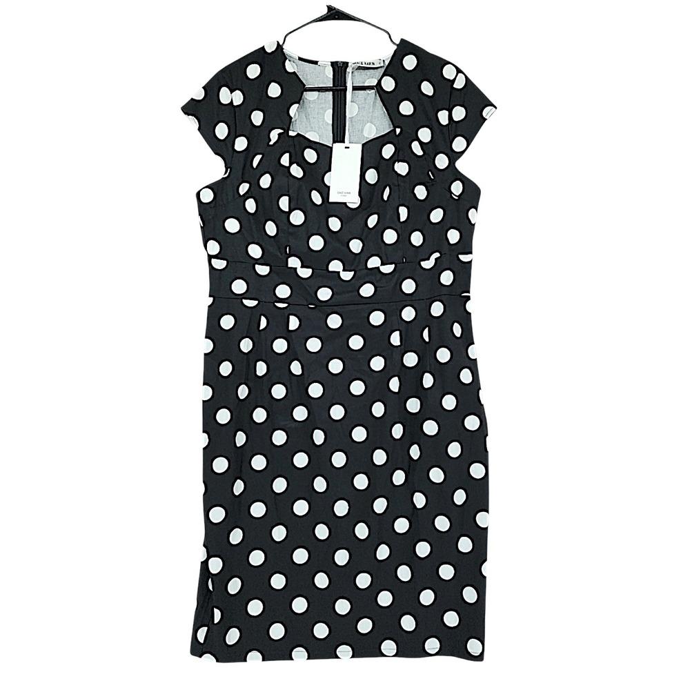 Grace Karin Pinup Dress XL Black White Polka Dot Retro Rockabilly Cap Sleeve NEW